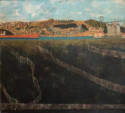"İsimsiz" eseri MUHSİN KUT tarafından 75x85 cm ölçülerinde Tuval üzeri yağlı boya tekniği ile yapılmıştır.