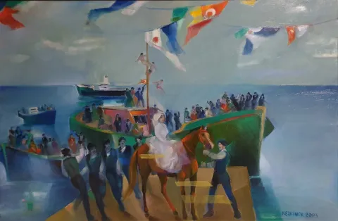 KAYIHAN KESKİNOK — “Karadeniz Düğünü”, 2003 "Karadeniz Düğünü" eseri KAYIHAN KESKİNOK tarafından 2003 yılında 65x95 cm ölçülerinde Tuval üzeri yağlı boya tekniği ile yapılmıştır.
