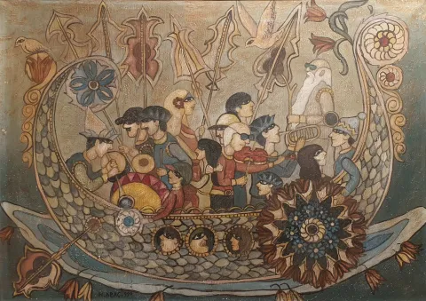 NURİ ABAÇ — “İsimsiz”, 1990 "İsimsiz" eseri NURİ ABAÇ tarafından 1990 yılında 50x70 cm ölçülerinde Tuval üzeri yağlı boya tekniği ile yapılmıştır.