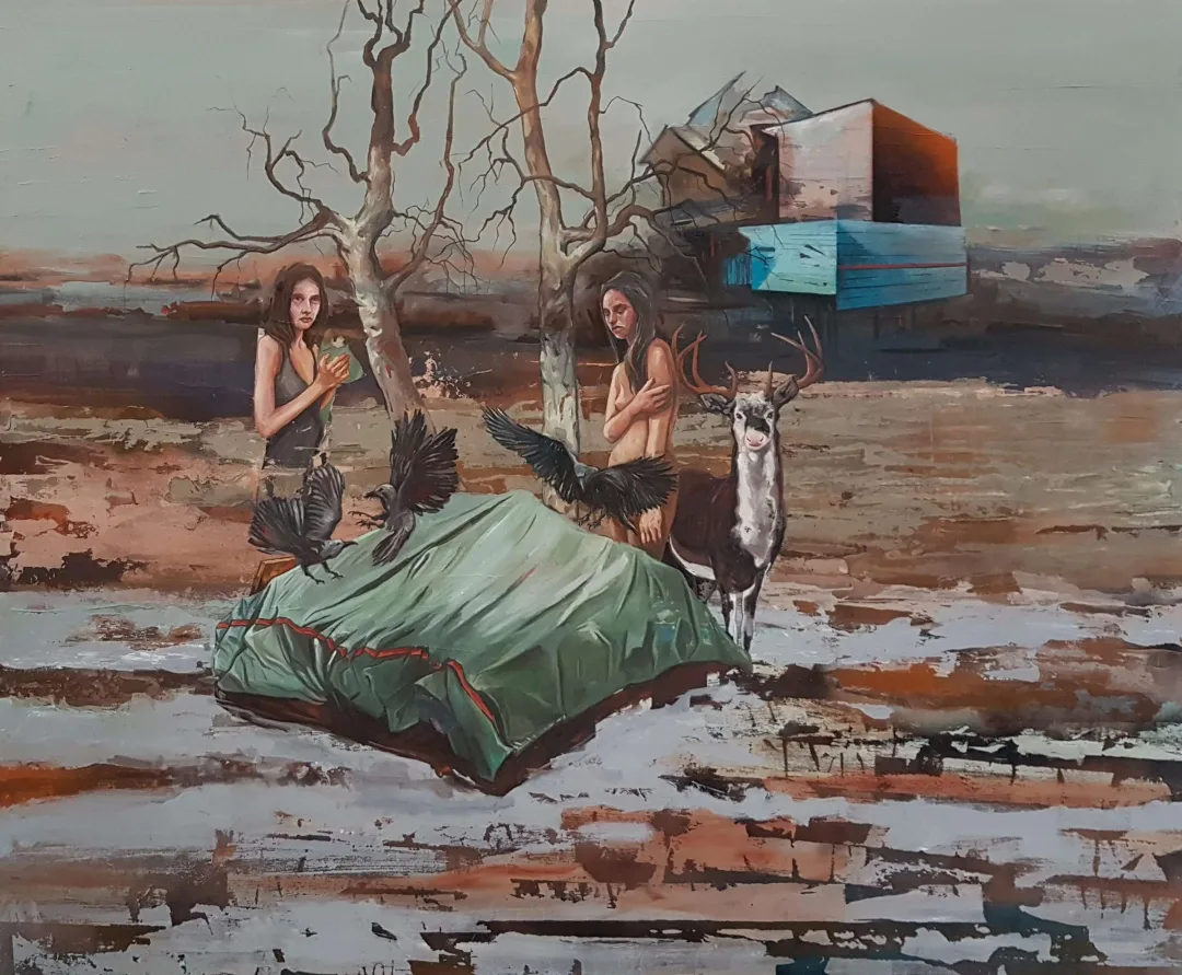 "İsimsiz" eseri MAHMUT ÖZDEMİR tarafından 2018 yılında 120x140 cm ölçülerinde Tuval üzeri akrilik boya tekniği ile yapılmıştır.