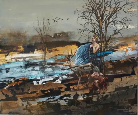 "İsimsiz" eseri MAHMUT ÖZDEMİR tarafından 2018 yılında 50x60 cm ölçülerinde Tuval üzeri akrilik boya tekniği ile yapılmıştır.