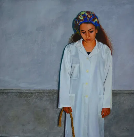 MEDİNE ÖZEN — 2018 Bu eser MEDİNE ÖZEN tarafından 2018 yılında 45x45 cm ölçülerinde Tuval üzeri yağlı boya tekniği ile yapılmıştır.