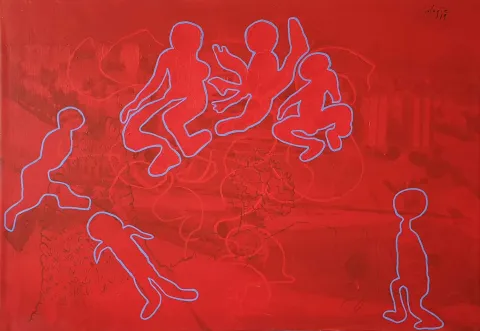 MEHMET ALAGÖZ — “Kırmızıda uçanlar”, 2019 "Kırmızıda uçanlar" eseri MEHMET ALAGÖZ tarafından 2019 yılında 90x130 cm ölçülerinde Tuval üzeri yağlı boya tekniği ile yapılmıştır.