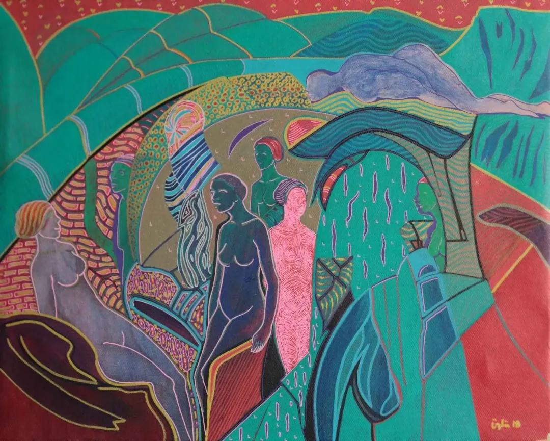 yakınlaştır "Sohbet" eseri NECMETTİN ÖZLÜ tarafından 40x50 cm ölçülerinde Tuval üzeri akrilik boya tekniği ile yapılmıştır.