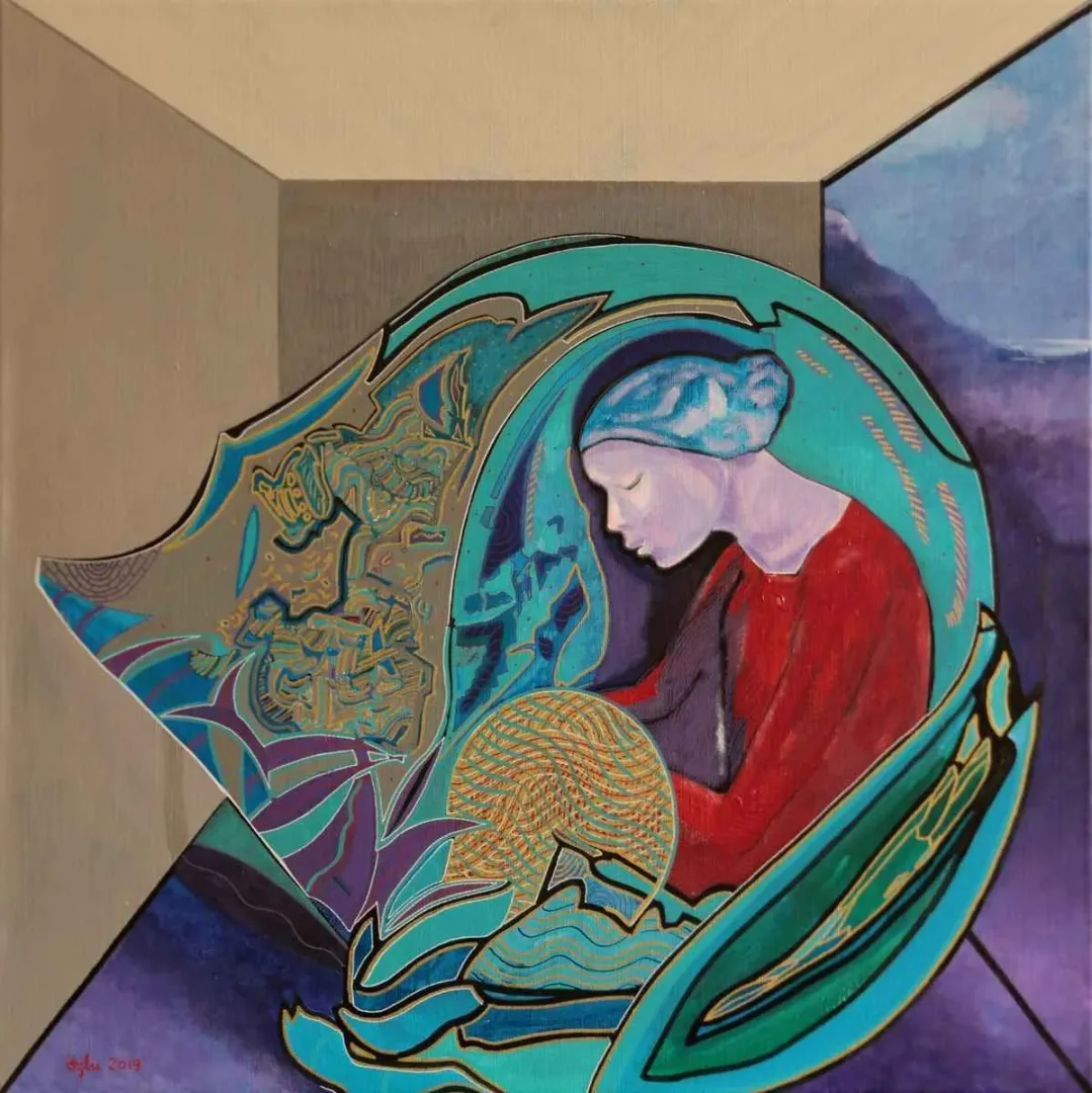 NECMETTİN ÖZLÜ — “Kırmızılı Kız” "Kırmızılı Kız" eseri NECMETTİN ÖZLÜ tarafından 60x60 cm ölçülerinde Tuval üzeri akrilik boya tekniği ile yapılmıştır.
