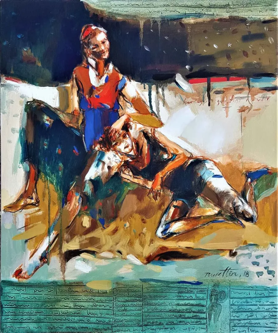 NURETTİN AKKAYA — “İsimsiz”, 2018 "İsimsiz" eseri NURETTİN AKKAYA tarafından 2018 yılında 60x50 cm ölçülerinde Tuval üzeri yağlı boya tekniği ile yapılmıştır.