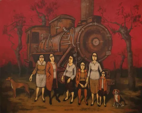 "İsimsiz" eseri ORHAN UMUT tarafından 2018 yılında 80x100 cm ölçülerinde Tuval üzeri akrilik boya tekniği ile yapılmıştır.