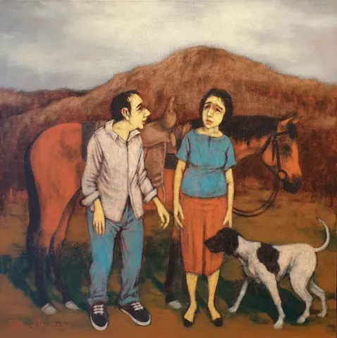 "İsimsiz" eseri ORHAN UMUT tarafından 2018 yılında 60x60 cm ölçülerinde Tuval üzeri akrilik boya tekniği ile yapılmıştır.