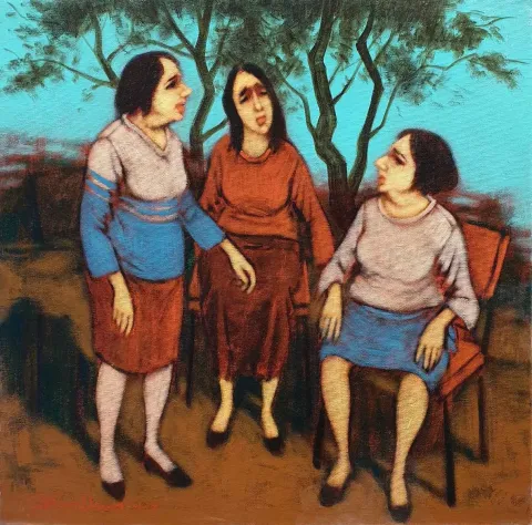 "İsimsiz" eseri ORHAN UMUT tarafından 2018 yılında 40x40 cm ölçülerinde Tuval üzeri akrilik boya tekniği ile yapılmıştır.