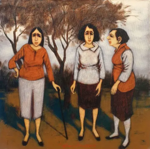 "İsimsiz" eseri ORHAN UMUT tarafından 2018 yılında 40x40 cm ölçülerinde Tuval üzeri akrilik boya tekniği ile yapılmıştır.
