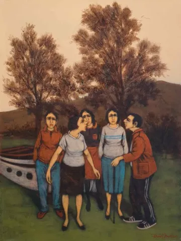 "İsimsiz" eseri ORHAN UMUT tarafından 2018 yılında 80x60 cm ölçülerinde Tuval üzeri akrilik boya tekniği ile yapılmıştır.