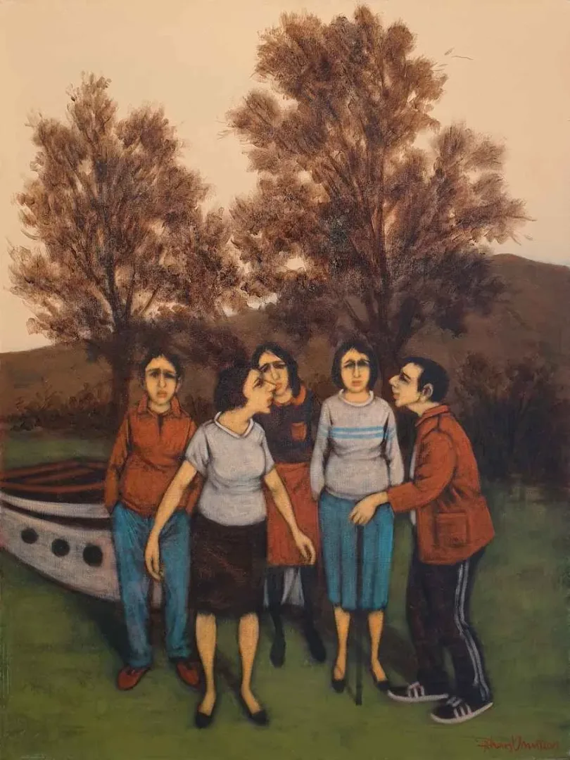 yakınlaştır "İsimsiz" eseri ORHAN UMUT tarafından 2018 yılında 80x60 cm ölçülerinde Tuval üzeri akrilik boya tekniği ile yapılmıştır.