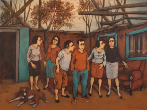 "İsimsiz" eseri ORHAN UMUT tarafından 2018 yılında 60x80 cm ölçülerinde Tuval üzeri akrilik boya tekniği ile yapılmıştır.