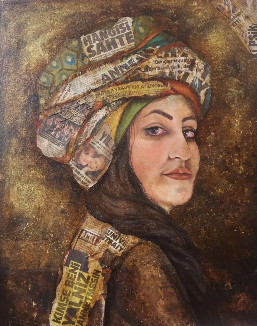 "Anne" eseri PARVİN GHORBANZADEH DİZAJİ tarafından 2019 yılında 60x46 cm ölçülerinde Tuval üzeri karışık teknik tekniği ile yapılmıştır.