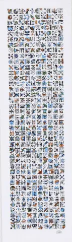 Bu eser REŞAT ŞENTÜRK tarafından 2014 yılında 19x56 cm ölçülerinde Kağıt üzeri karışık teknik tekniği ile yapılmıştır.