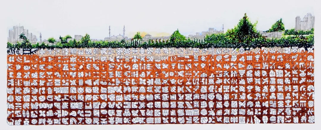 REŞAT ŞENTÜRK — 2018 Bu eser REŞAT ŞENTÜRK tarafından 2018 yılında 16x40 cm ölçülerinde Kağıt üzeri karışık teknik tekniği ile yapılmıştır.