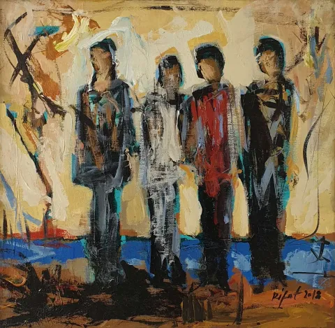 RIFAT KOÇAK — “Untitled”, 2018 "İsimsiz" eseri RIFAT KOÇAK tarafından 2018 yılında 35x35 cm ölçülerinde Tuval üzeri yağlı boya tekniği ile yapılmıştır.