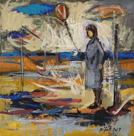 RIFAT KOÇAK — “İsimsiz”, 2019 "İsimsiz" eseri RIFAT KOÇAK tarafından 2019 yılında 35x35 cm ölçülerinde Tuval üzeri yağlı boya tekniği ile yapılmıştır.