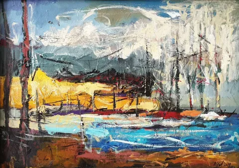RIFAT KOÇAK — “İsimsiz”, 2019 "İsimsiz" eseri RIFAT KOÇAK tarafından 2019 yılında 50x70 cm ölçülerinde Tuval üzeri yağlı boya tekniği ile yapılmıştır.