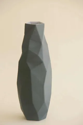 "Gray Poly Vase" eseri SANVER ÖZGÜVEN tarafından 2019 yılında 30x12x12 cm ölçülerinde Üç Boyutlu Seramik Yazıcı ile Şekillendirme 1230 °C tekniği ile yapılmıştır.
