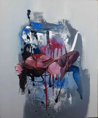 MEHMET SAKIZCI — “Mazosadist Salınım”, 2019 "Mazosadist Salınım" eseri MEHMET SAKIZCI tarafından 2019 yılında 60x50 cm ölçülerinde Tuval üzeri akrilik boya tekniği ile yapılmıştır.