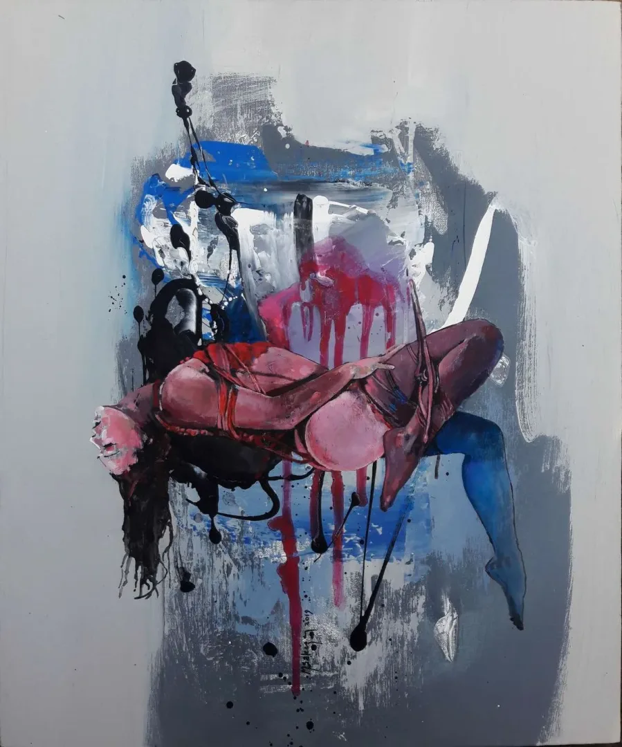 yakınlaştır "Mazosadist Salınım" eseri MEHMET SAKIZCI tarafından 2019 yılında 60x50 cm ölçülerinde Tuval üzeri akrilik boya tekniği ile yapılmıştır.