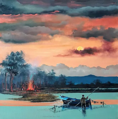Bu eser MEHMET EMİN ÖZER tarafından 2019 yılında 60x60 cm ölçülerinde Tuval üzeri yağlı boya tekniği ile yapılmıştır.