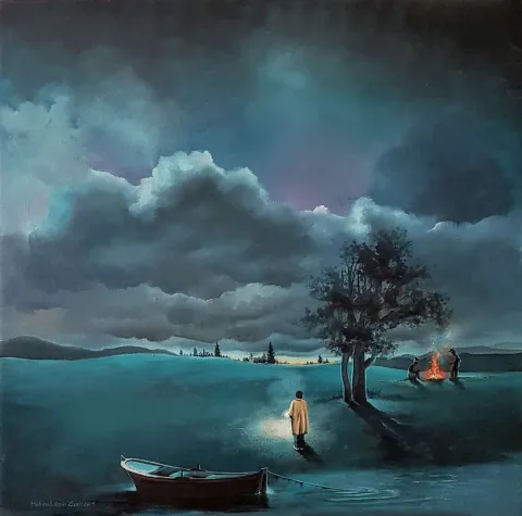 Bu eser MEHMET EMİN ÖZER tarafından 2019 yılında 60x60 cm ölçülerinde Tuval üzeri yağlı boya tekniği ile yapılmıştır.
