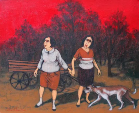 Bu eser ORHAN UMUT tarafından 2019 yılında 55x65 cm ölçülerinde Tuval üzeri akrilik boya tekniği ile yapılmıştır.
