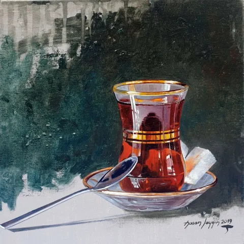 HASAN SAYGIN — “Untitled”, 2019 "İsimsiz" eseri HASAN SAYGIN tarafından 2019 yılında 25x25 cm ölçülerinde Tuval üzeri yağlı boya tekniği ile yapılmıştır.