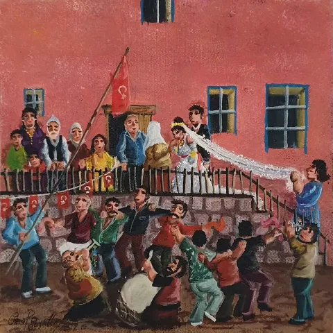 SERAP SOYALTIN — “İsimsiz”, 2019 "İsimsiz" eseri SERAP SOYALTIN tarafından 2019 yılında 25x25 cm ölçülerinde Tuval üzeri yağlı boya tekniği ile yapılmıştır.