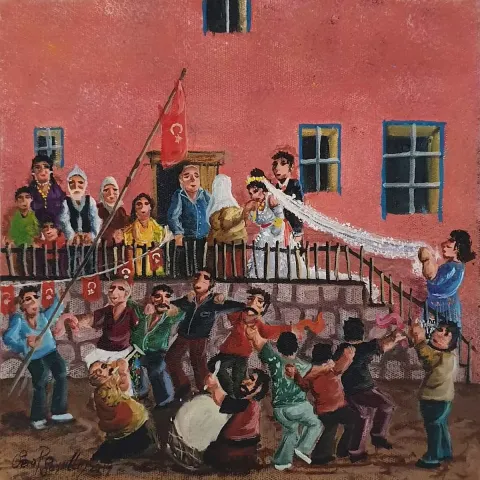 SERAP SOYALTIN — “İsimsiz”, 2019 "İsimsiz" eseri SERAP SOYALTIN tarafından 2019 yılında 25x25 cm ölçülerinde Tuval üzeri yağlı boya tekniği ile yapılmıştır.