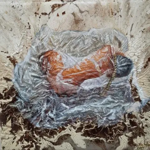 "İsimsiz" eseri SEVDA YENİPINAR tarafından 2019 yılında 25x25 cm ölçülerinde Tuval üzeri yağlı boya tekniği ile yapılmıştır.