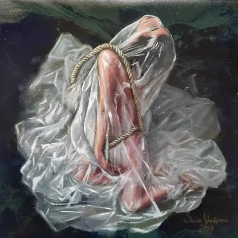 SEVDA YENİPINAR — “Untitled”, 2019 "İsimsiz" eseri SEVDA YENİPINAR tarafından 2019 yılında 25x25 cm ölçülerinde Tuval üzeri yağlı boya tekniği ile yapılmıştır.