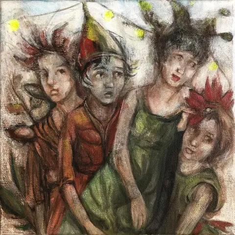 "İsimsiz" eseri SİMGE KALFAOĞLU tarafından 2019 yılında 25x25 cm ölçülerinde Tuval üzeri yağlı boya tekniği ile yapılmıştır.