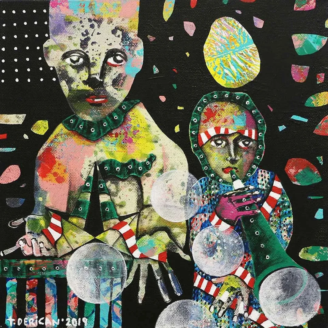 TAMER DERİCAN — “İsimsiz”, 2019 "İsimsiz" eseri TAMER DERİCAN tarafından 2019 yılında 25x25 cm ölçülerinde Tuval üzeri akrilik boya tekniği ile yapılmıştır.