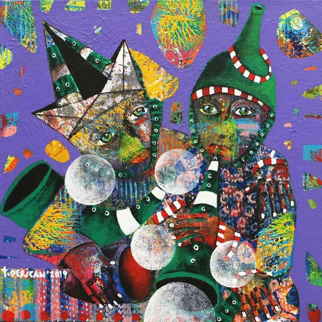 TAMER DERİCAN — “İsimsiz”, 2019 "İsimsiz" eseri TAMER DERİCAN tarafından 2019 yılında 25x25 cm ölçülerinde Tuval üzeri akrilik boya tekniği ile yapılmıştır.
