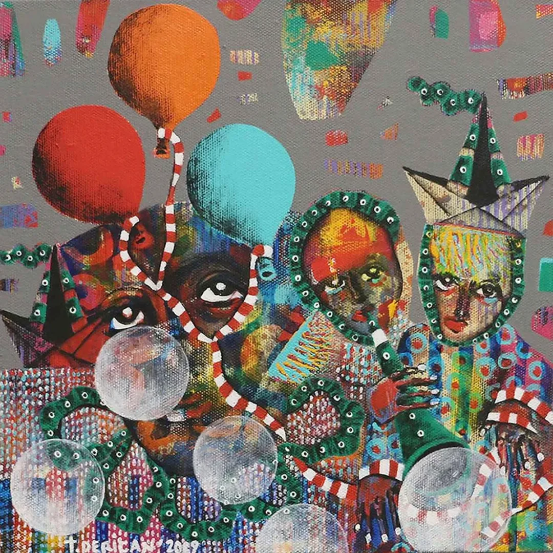 TAMER DERİCAN — “İsimsiz”, 2019 "İsimsiz" eseri TAMER DERİCAN tarafından 2019 yılında 25x25 cm ölçülerinde Tuval üzeri akrilik boya tekniği ile yapılmıştır.