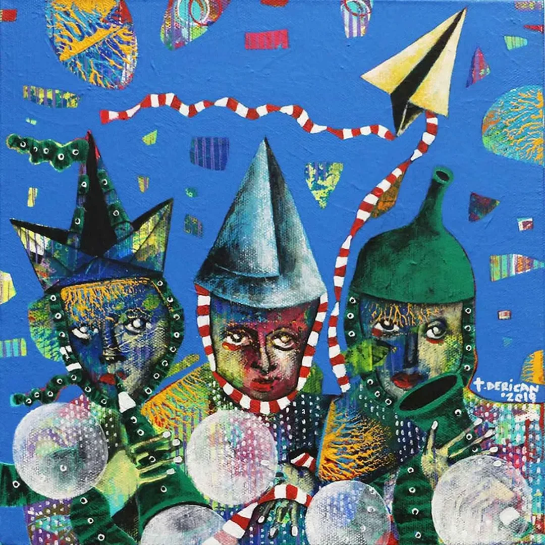TAMER DERİCAN — “İsimsiz”, 2019 "İsimsiz" eseri TAMER DERİCAN tarafından 2019 yılında 25x25 cm ölçülerinde Tuval üzeri akrilik boya tekniği ile yapılmıştır.