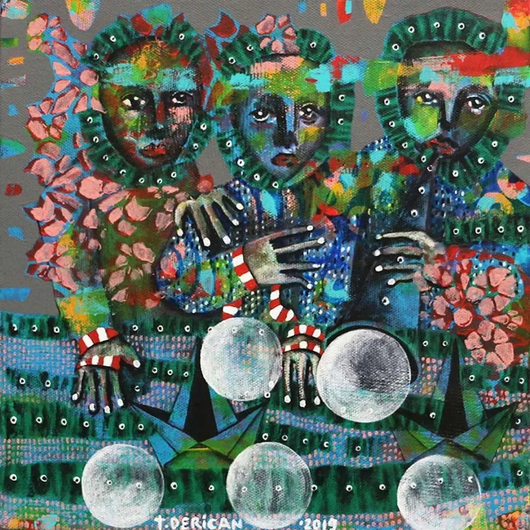 TAMER DERİCAN — “İsimsiz”, 2019 "İsimsiz" eseri TAMER DERİCAN tarafından 2019 yılında 25x25 cm ölçülerinde Tuval üzeri akrilik boya tekniği ile yapılmıştır.