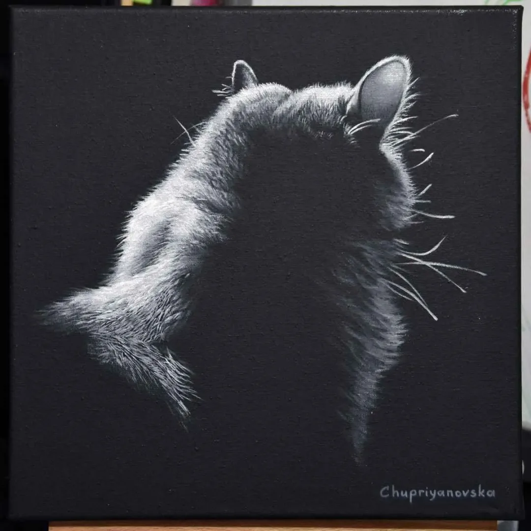 "The Dark Side Of The Cat" eseri VİKTORİA CHUPRİYANOVSKA tarafından 2019 yılında yapılmıştır.