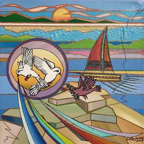 ZAFER DİLEKÇİ — “İsimsiz”, 2019 "İsimsiz" eseri ZAFER DİLEKÇİ tarafından 2019 yılında 25x25 cm ölçülerinde Tuval üzeri akrilik boya tekniği ile yapılmıştır.