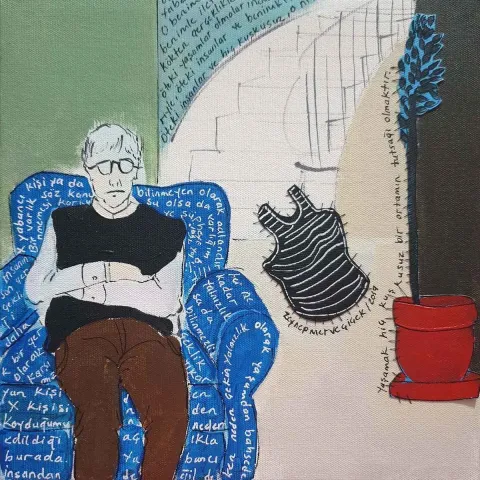 "İsimsiz" eseri ZEYNEP MERVE ÇİÇEK tarafından 2019 yılında 25x25 cm ölçülerinde Tuval üzeri karışık teknik tekniği ile yapılmıştır.