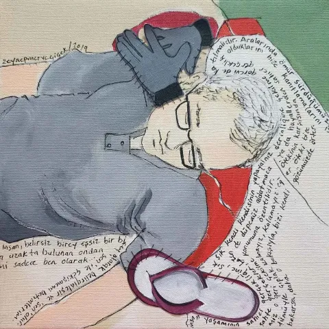 "İsimsiz" eseri ZEYNEP MERVE ÇİÇEK tarafından 2019 yılında 25x25 cm ölçülerinde Tuval üzeri karışık teknik tekniği ile yapılmıştır.