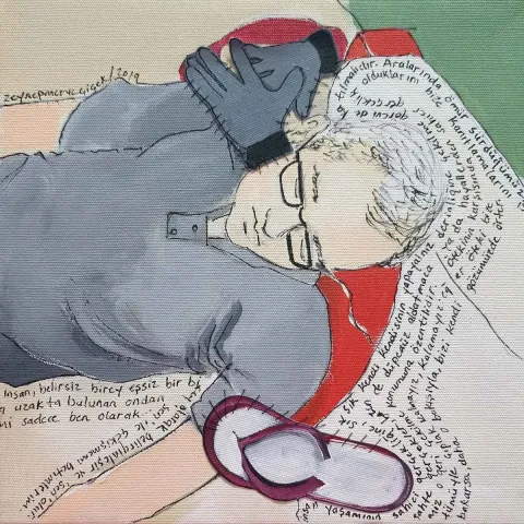"İsimsiz" eseri ZEYNEP MERVE ÇİÇEK tarafından 2019 yılında 25x25 cm ölçülerinde Tuval üzeri karışık teknik tekniği ile yapılmıştır.