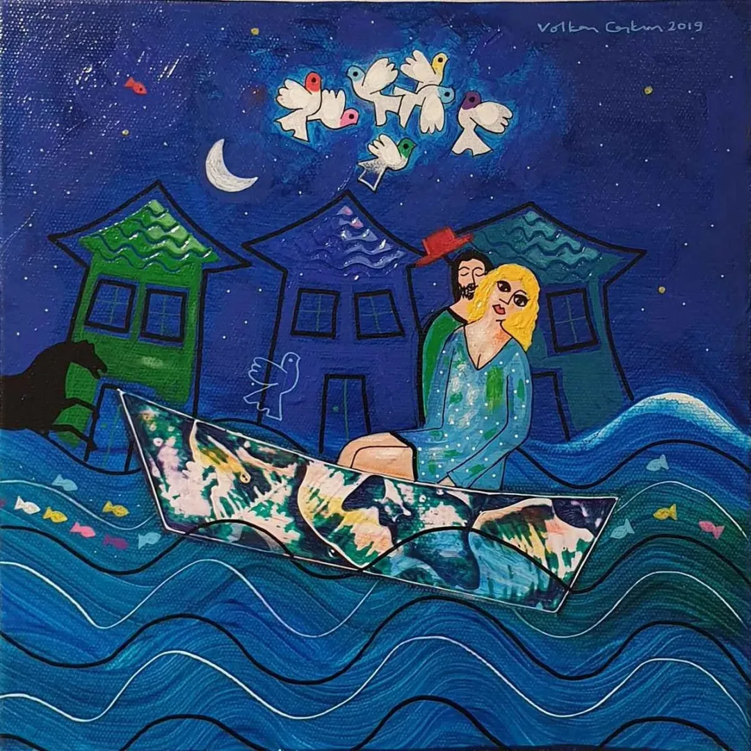 VOLKAN COŞKUN — “İsimsiz”, 2019 "İsimsiz" eseri VOLKAN COŞKUN tarafından 2019 yılında 25x25 cm ölçülerinde Tuval üzeri akrilik boya tekniği ile yapılmıştır.