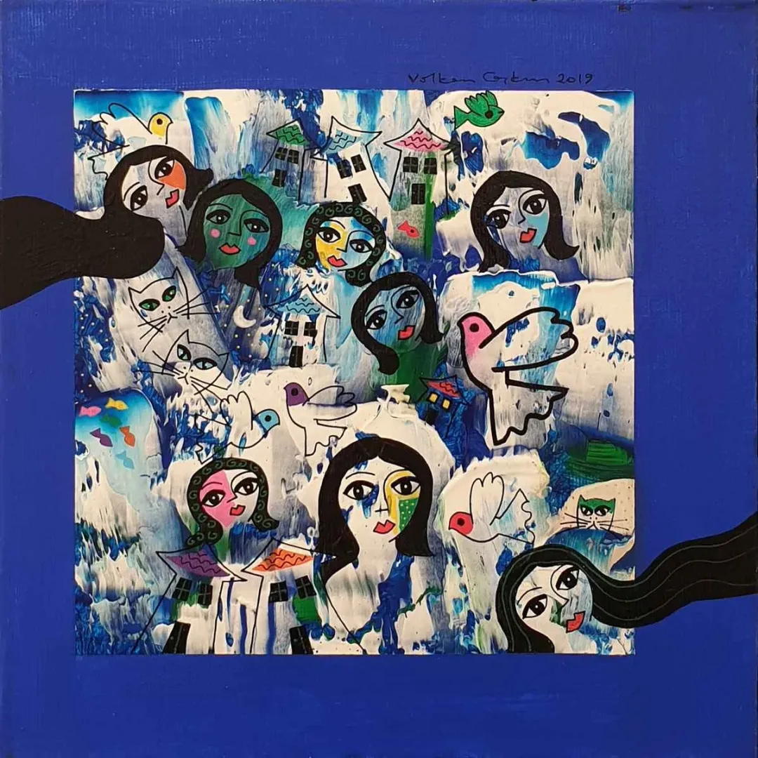VOLKAN COŞKUN — “İsimsiz”, 2019 "İsimsiz" eseri VOLKAN COŞKUN tarafından 2019 yılında 25x25 cm ölçülerinde Tuval üzeri akrilik boya tekniği ile yapılmıştır.