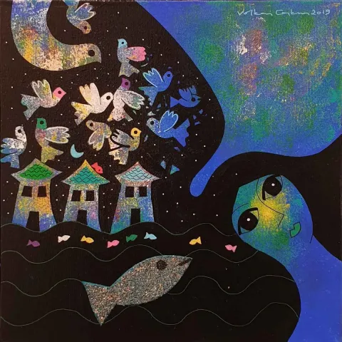 VOLKAN COŞKUN — “İsimsiz”, 2019 "İsimsiz" eseri VOLKAN COŞKUN tarafından 2019 yılında 25x25 cm ölçülerinde Tuval üzeri akrilik boya tekniği ile yapılmıştır.