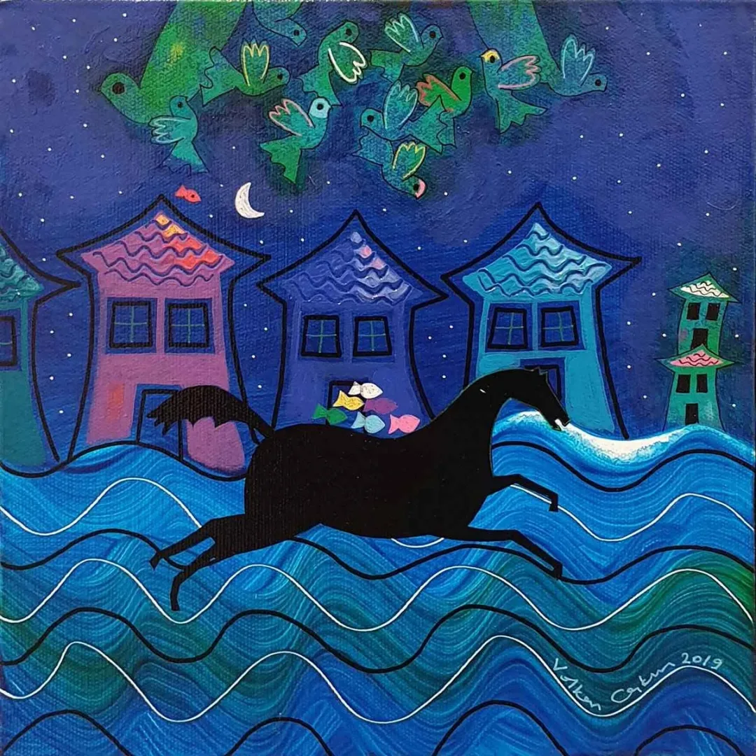 VOLKAN COŞKUN — “İsimsiz”, 2019 "İsimsiz" eseri VOLKAN COŞKUN tarafından 2019 yılında 25x25 cm ölçülerinde Tuval üzeri akrilik boya tekniği ile yapılmıştır.