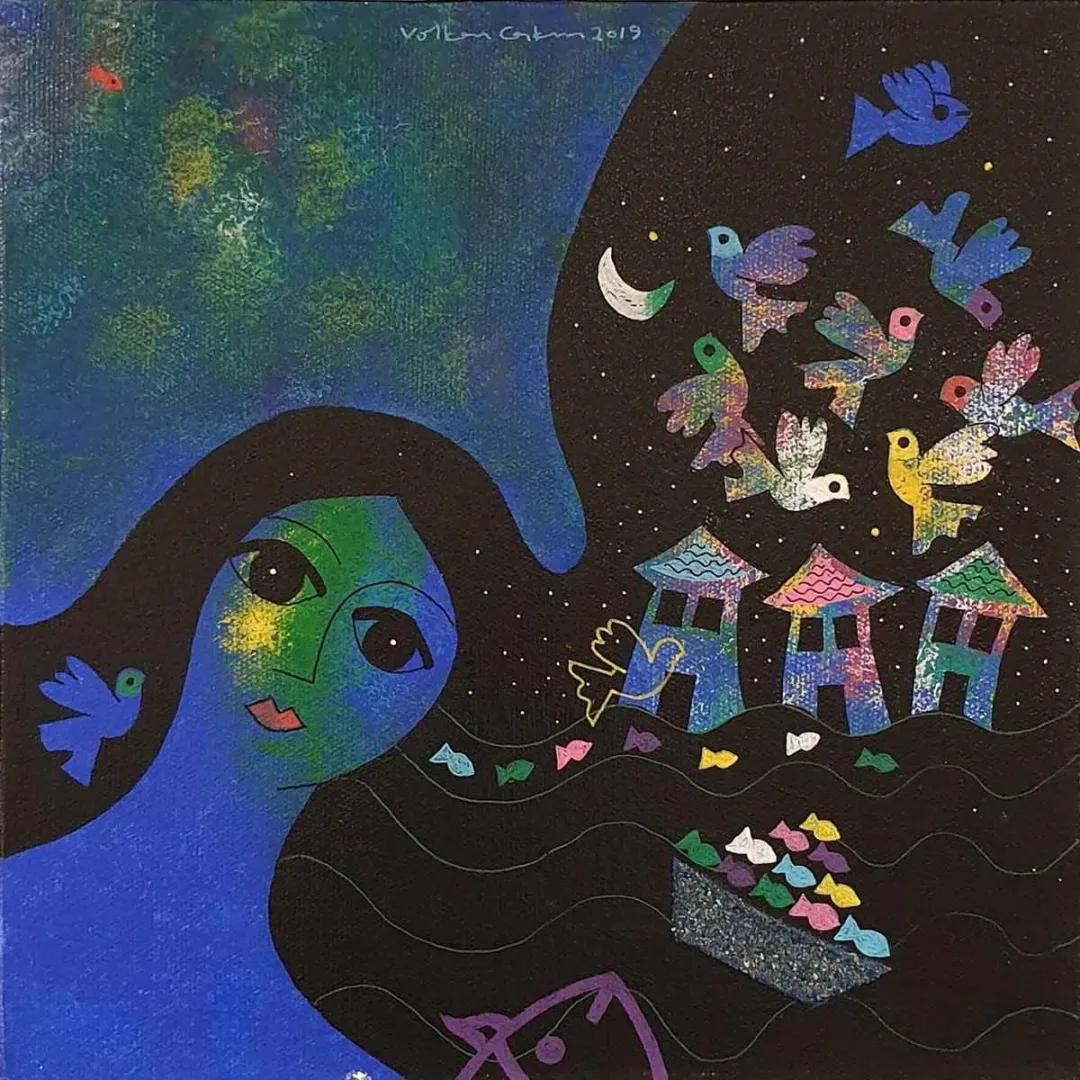 VOLKAN COŞKUN — “İsimsiz”, 2019 "İsimsiz" eseri VOLKAN COŞKUN tarafından 2019 yılında 25x25 cm ölçülerinde Tuval üzeri akrilik boya tekniği ile yapılmıştır.